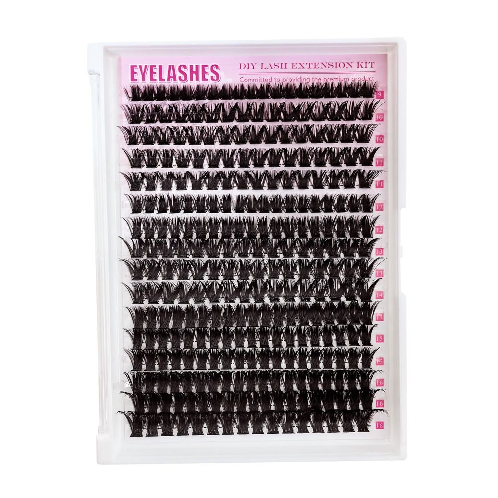Eyelash Extension Kits - ナチュラルルックつけまつげ ボンド＆シール クラスターデザイン DIYまつげエクステキット ウィスピー風 3Dフェイクミンクまつげ