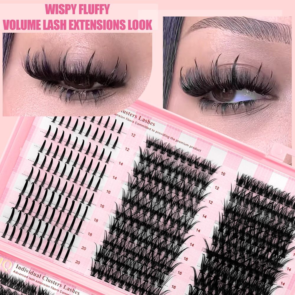 Eyelash Extension Kits - 長さ9-16mmのつけまつげ 3Dボリューム ナチュラルルック DIYまつげエクステンションキット ウィスピースタイル ふんわりとした束