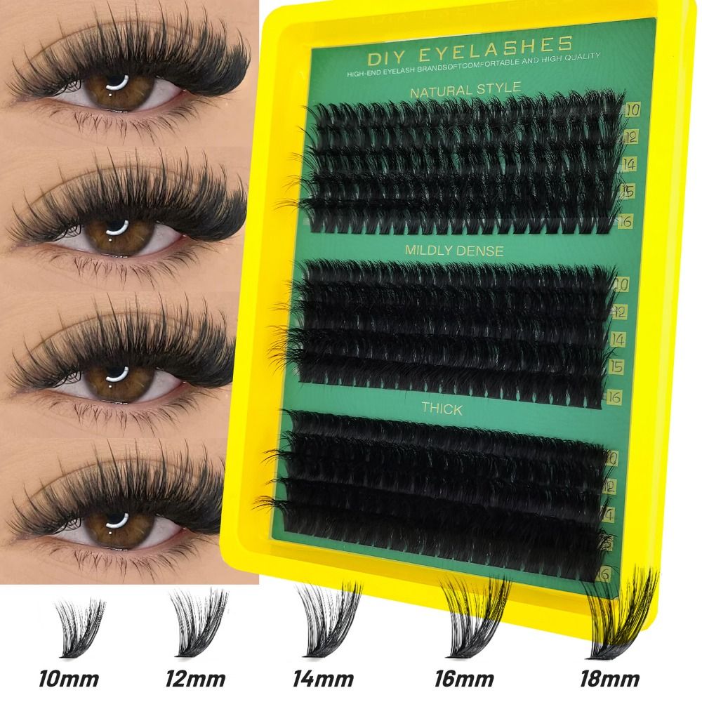 Eyelash Extension Kits - ナチュラルルックつけまつげ ボンド＆シール ウィスピー風 DIYまつげエクステキット クラスターデザイン フェイクまつげメイクアップ強化