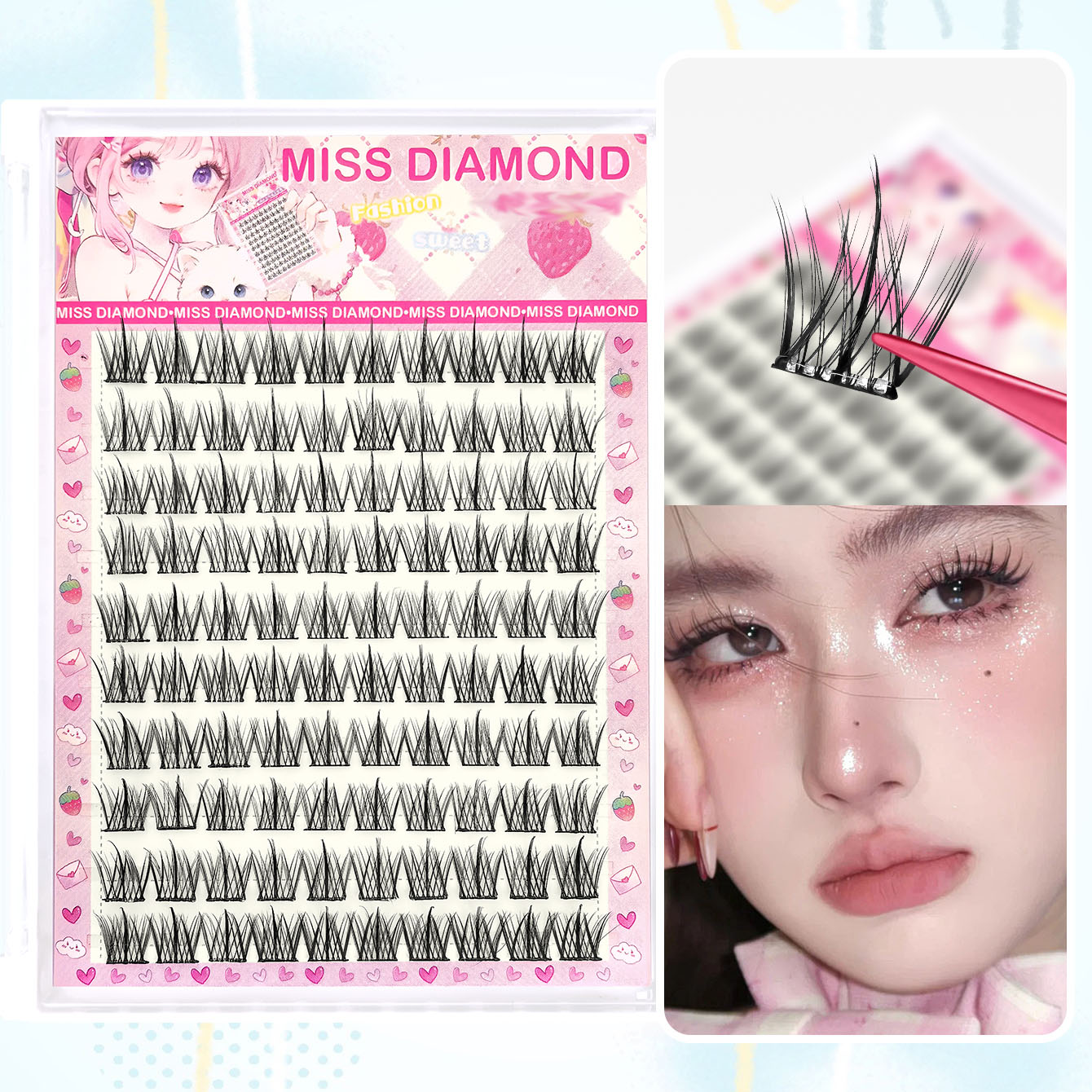 Eyelash Extension Single Lash - 10列の大容量グルーフリーつけまつげ、シングルクラスター、10-12mm Cカール、ナチュラルな自己粘着つけまつげ