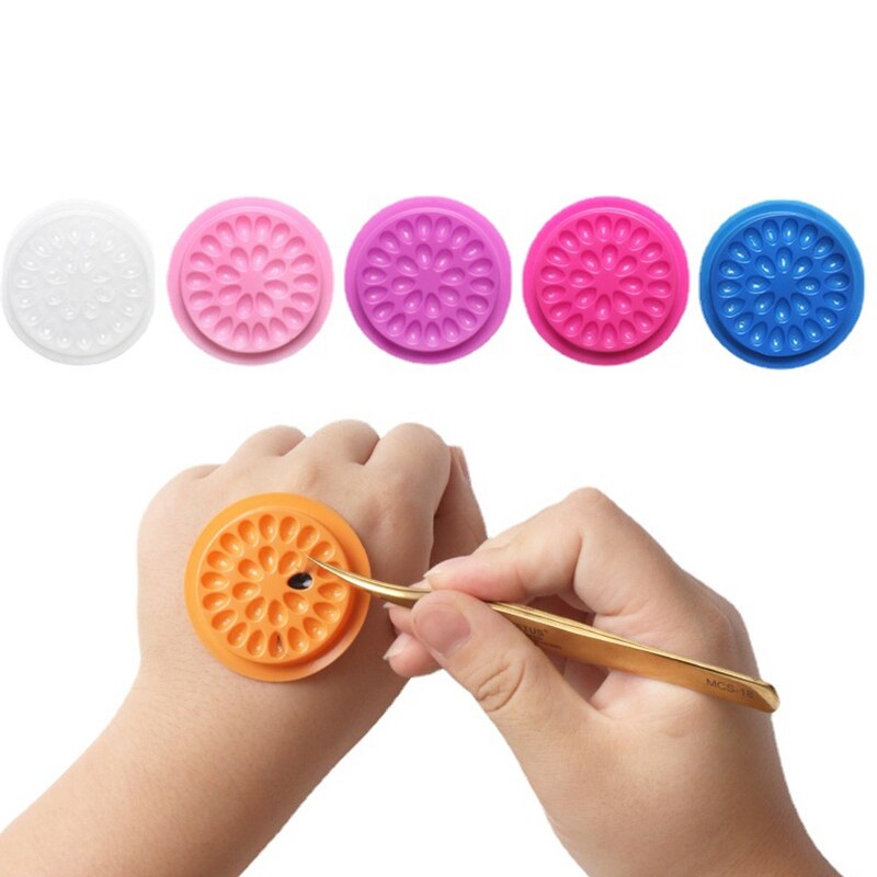 Individual Lash Tray - 100 個まつげ接着剤ホルダーまつげエクステンション用品接着パレットガスケットまつげトレイプラスチックパッドメイクアップツール