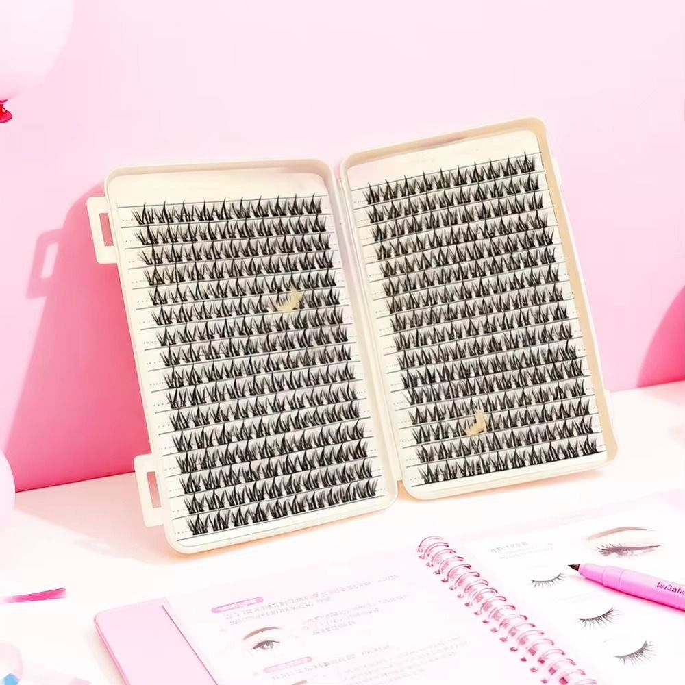 Eyelash Extension Kits - ナチュラルルックつけまつげ ウィスピー風クラスターデザイン DIYまつげエクステキット 接着剤とシーラー アイメイクツール まつげエクステ