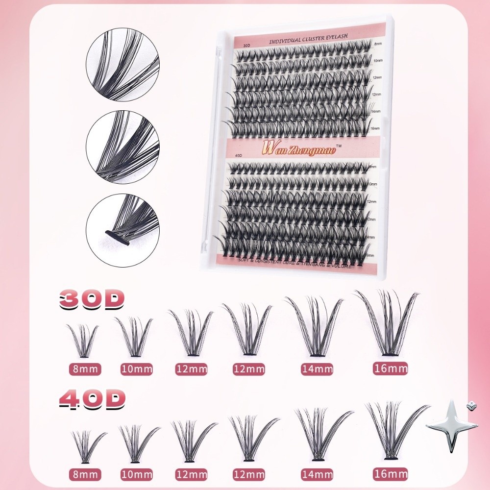8-16mmの長さのつけまつげ、接着剤とシーラー付き、自然な - Eyelash Extension Kits のレビューと価格